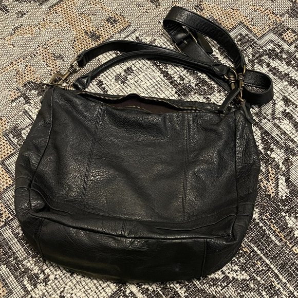 L.K. Liebeskind Berlin Black Leather Spacious Satchel Bag Convertible Crossbody - Picture 5 of 10